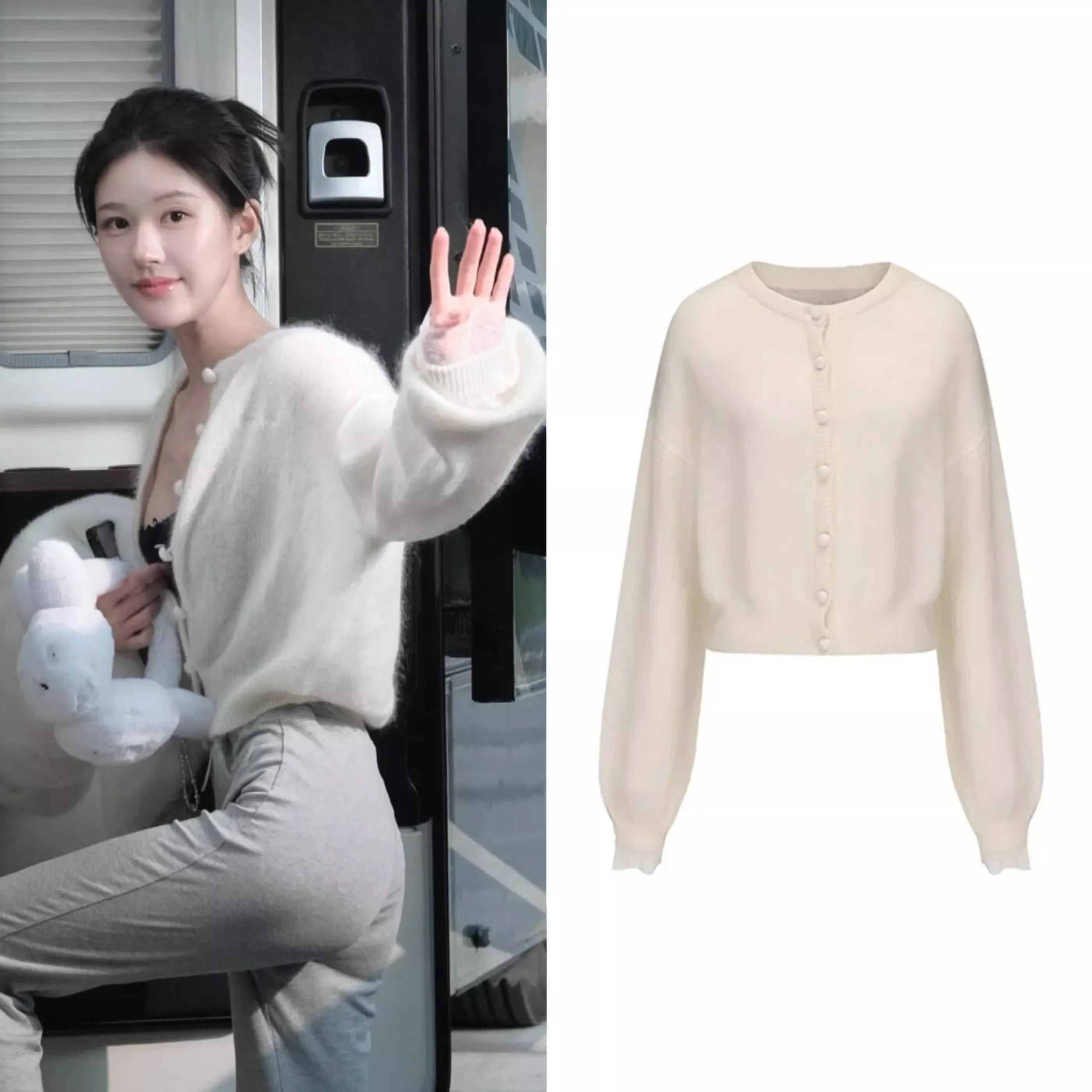 

Новый французский осенний вязаный кардиган, женский модный кружевной отделкой с рукавами-фонариками, повседневный свободный офисный женский мягкий шерстяной трикотаж, топ