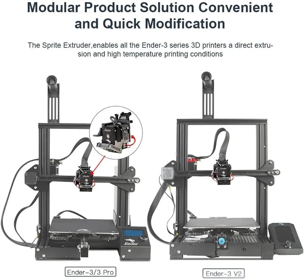 Zestaw CREALITY Sprite Extruder Pro 300 ℃   Drukowanie w wysokich temperaturach, przekładnia 3:5:1, bezpośredni napęd, ekstruder do drukarek serii Ender-3 — zdjęcie produktu 6