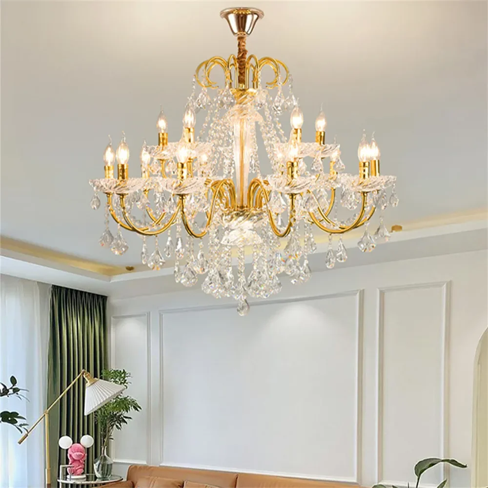 SAMAN French Luxury Crystal Pendent Lamp European Living Room Restaurant Bedroom Villa Hotel Duplex Staircase LED Chandelier