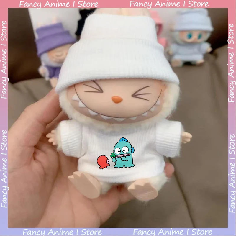 귀여운 만화 HANGYODON 패션 의상 15-17cm 라부부 미니 플러시 인형용 스포츠 스웨터 인형 액세서리 선물