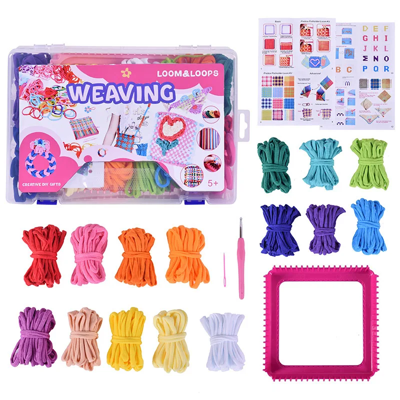 DIY Webrahmen-Set für Kinder ab 5 Jahren, Buntes Elastisches Band-Spielzeug, Feinmotorik & Muster-Lernen