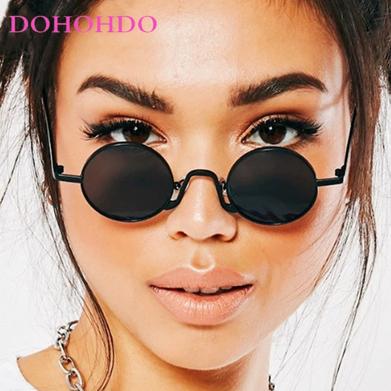 

Punk Metal Small Round Frame Luxury Designer Women's Sunglasses Personality Men Sun Glasses Outdoor Travel Trendy Shades UV400