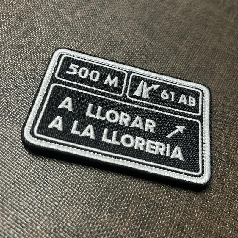 UNA LLORAR-Patches Espanhóis para Mochila e Chapéu Adesivos, Bordado Tático, Patch de Gancho e Loop, Emblema Moral, 500m, 20kg