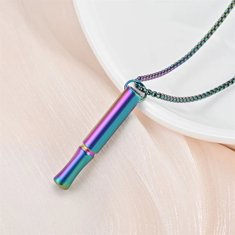 Trendy Simple Whistle Shaped Pendant Necklace For Unisex Titanium Steel Choker Chain Jewelry Daily Office Party Practical Gift
