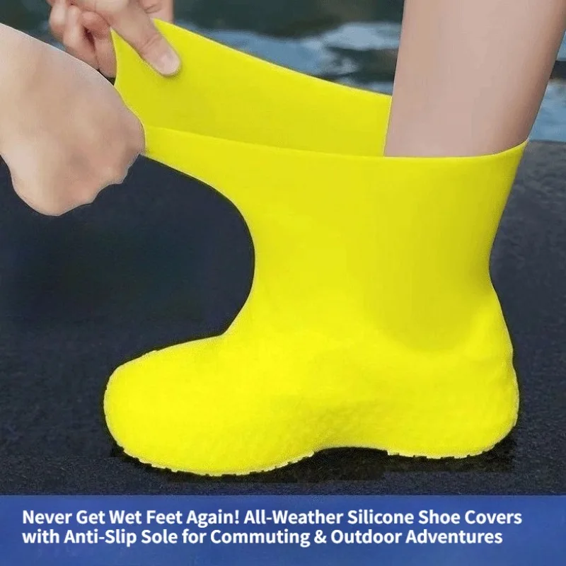 2pcs All-Weather Anti-Slip Shoe Covers – Silicone Waterproof for Commuting & Outdoor Adventures –Keep Feet Dry & Safe – Reusable