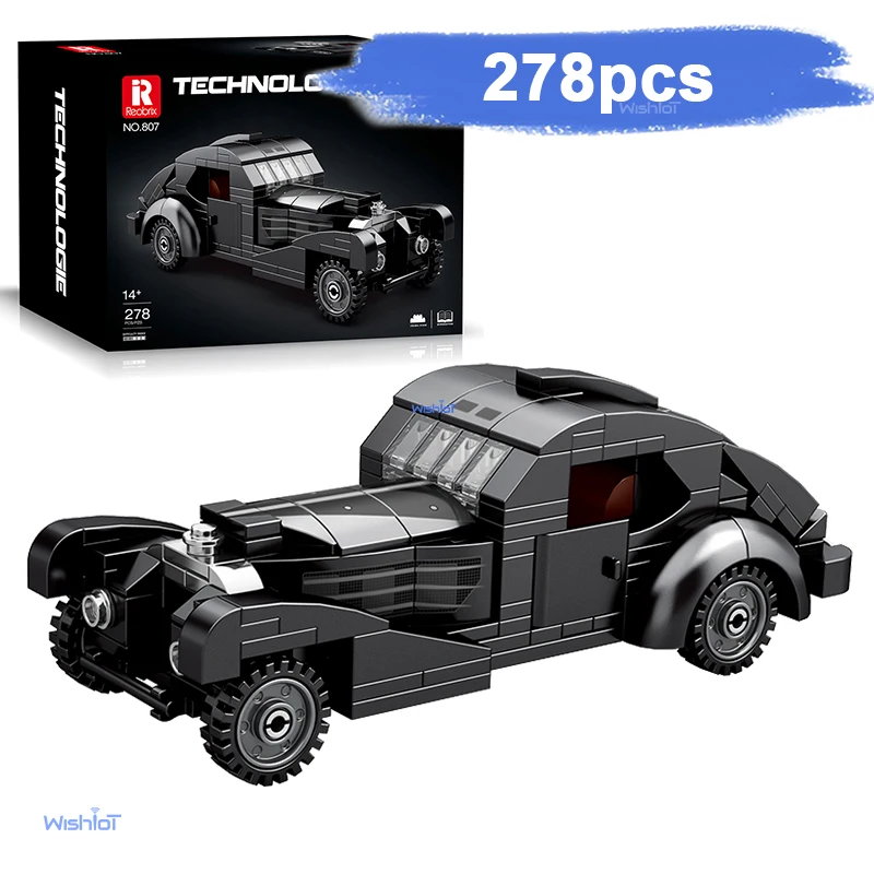 

291 деталь, черный классический автомобиль, конструктор, креативная модель городского транспортного средства, сделай сам, кирпичики, настольные игрушки для детей, подарки на праздники