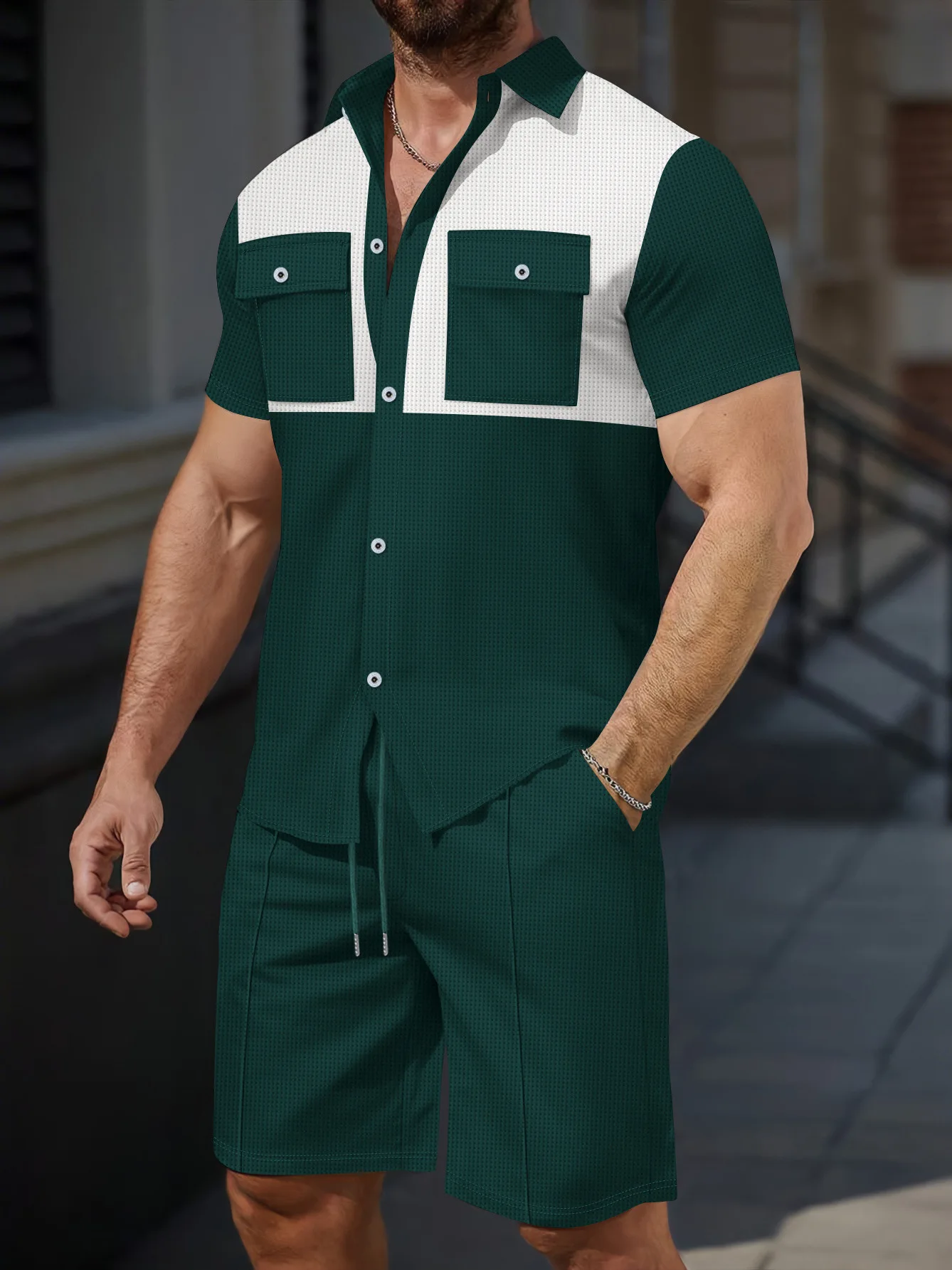 Trendy ort Sve Cardigan aperto irt e orts Set da uomo casual Estate Cotone Poliestere Gioventù Faion Abbigliamento sportivo per il tempo libero