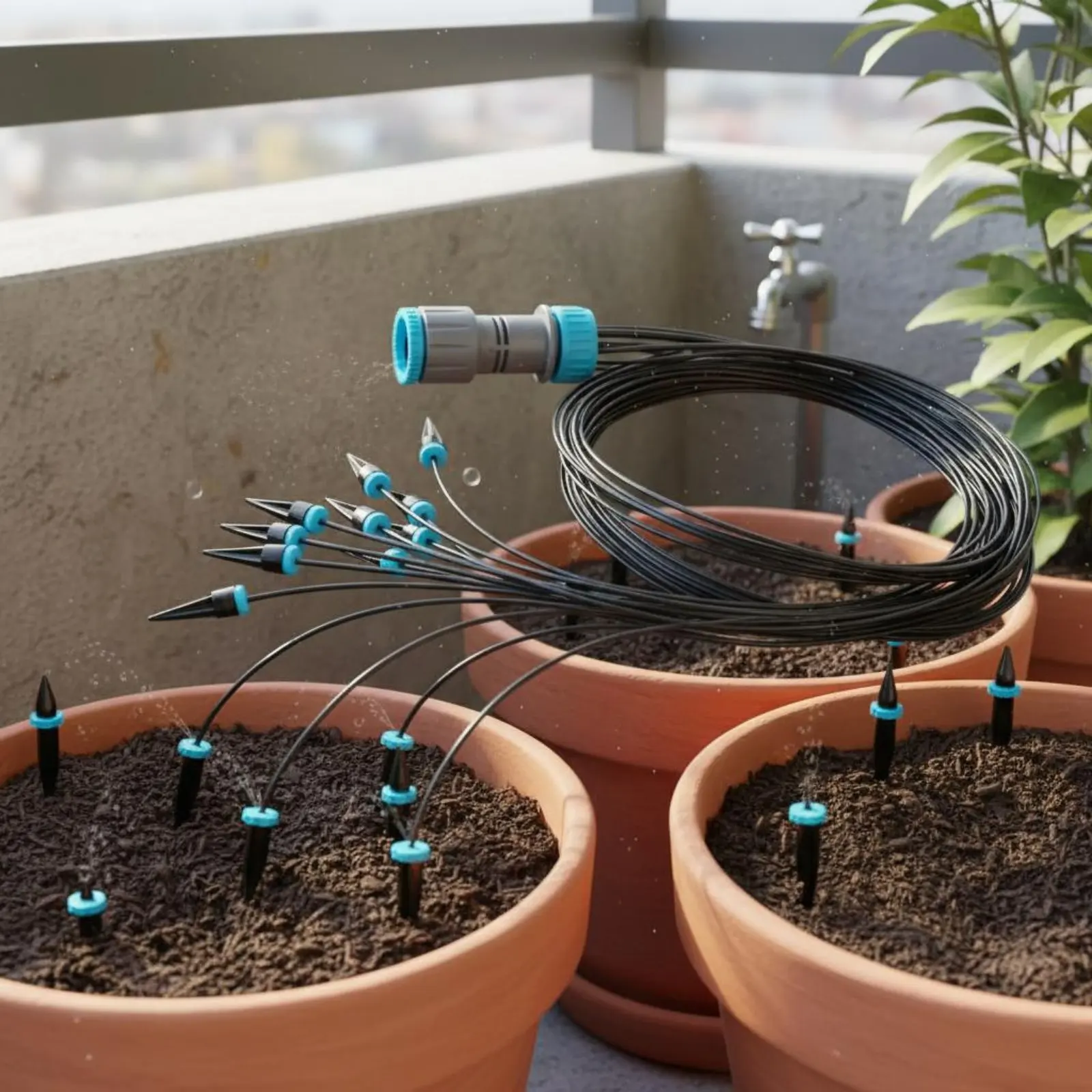 

10-Head Trickle Irrigation Kit Water Saving Faucet Connect Trickle System Garden Watering Dripper Set Easy Installation