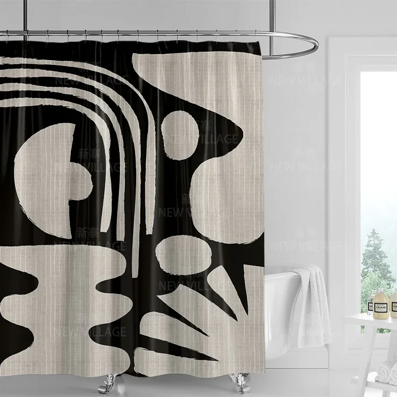 Abstract geometric graffiti shower curtain Nordic minimal wind waterproof fabric bathroom curtain shower curtain 180x200