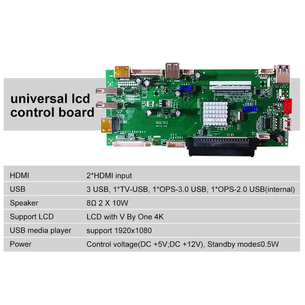 universal lcd control board  2*HDM1 USB OPS Speaker 20 pin 2k resolution 4k lcd V-By-One controller board for lcd panel module