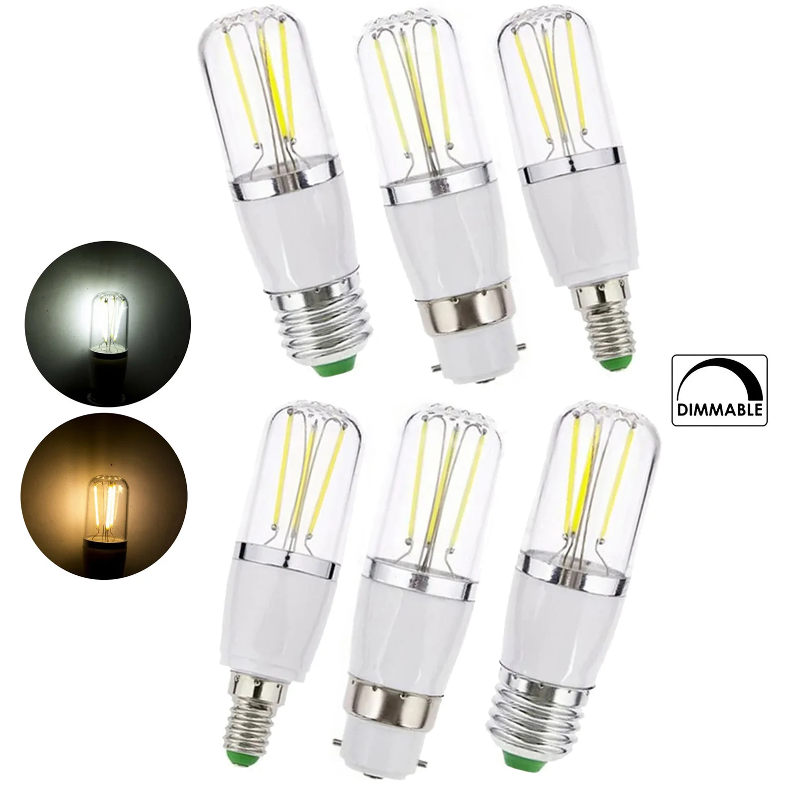 10Pc Dimmable Cob Led Bulbs Es/ses/bc E27/e14 B22 Clear/cover Filament Bulb E27 3w 4w 6w Ac220v Dc12v 3000k 6000k Corn Light 360