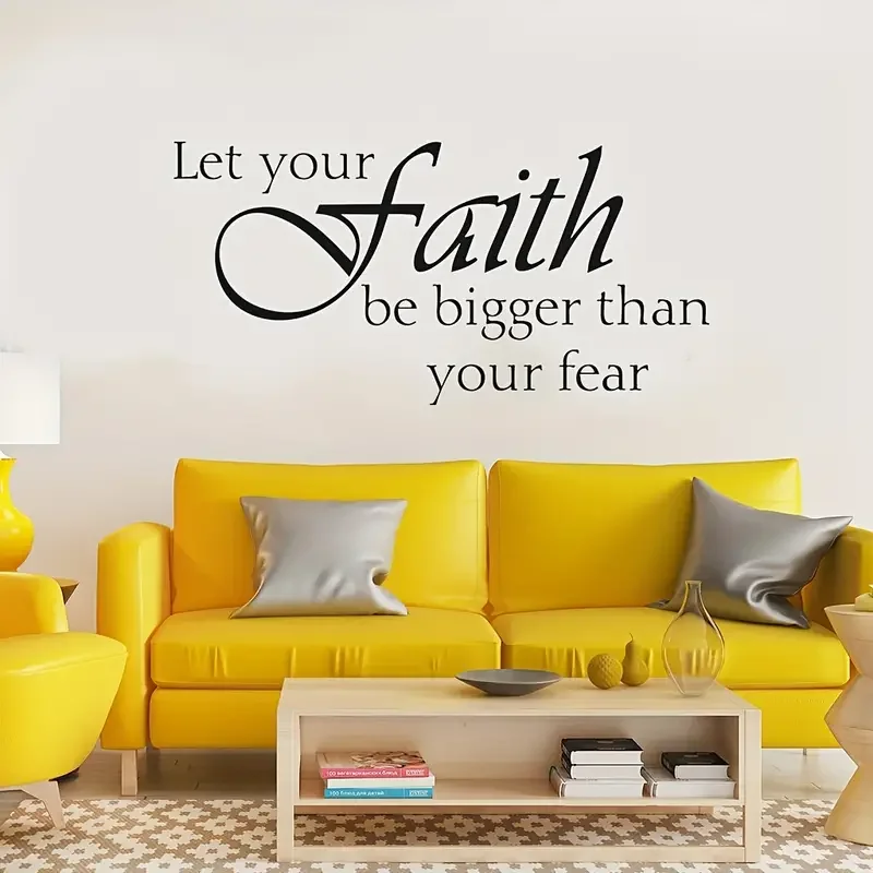 1pc, Faith Bigger Wall Sticker, Self-Adhesive PVC Wall Sticker, Room Decor, Home Decor, Holiday Decor, Bedroom Decor, Living Roo