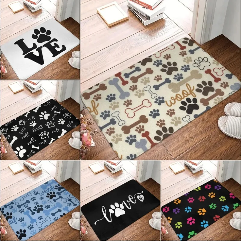 

Colorful Dog Paw Print LOVE Non-slip Machine Washable Soft Entry Doormat Entrance Living Room Bedroom Home Decor Carpet Rug