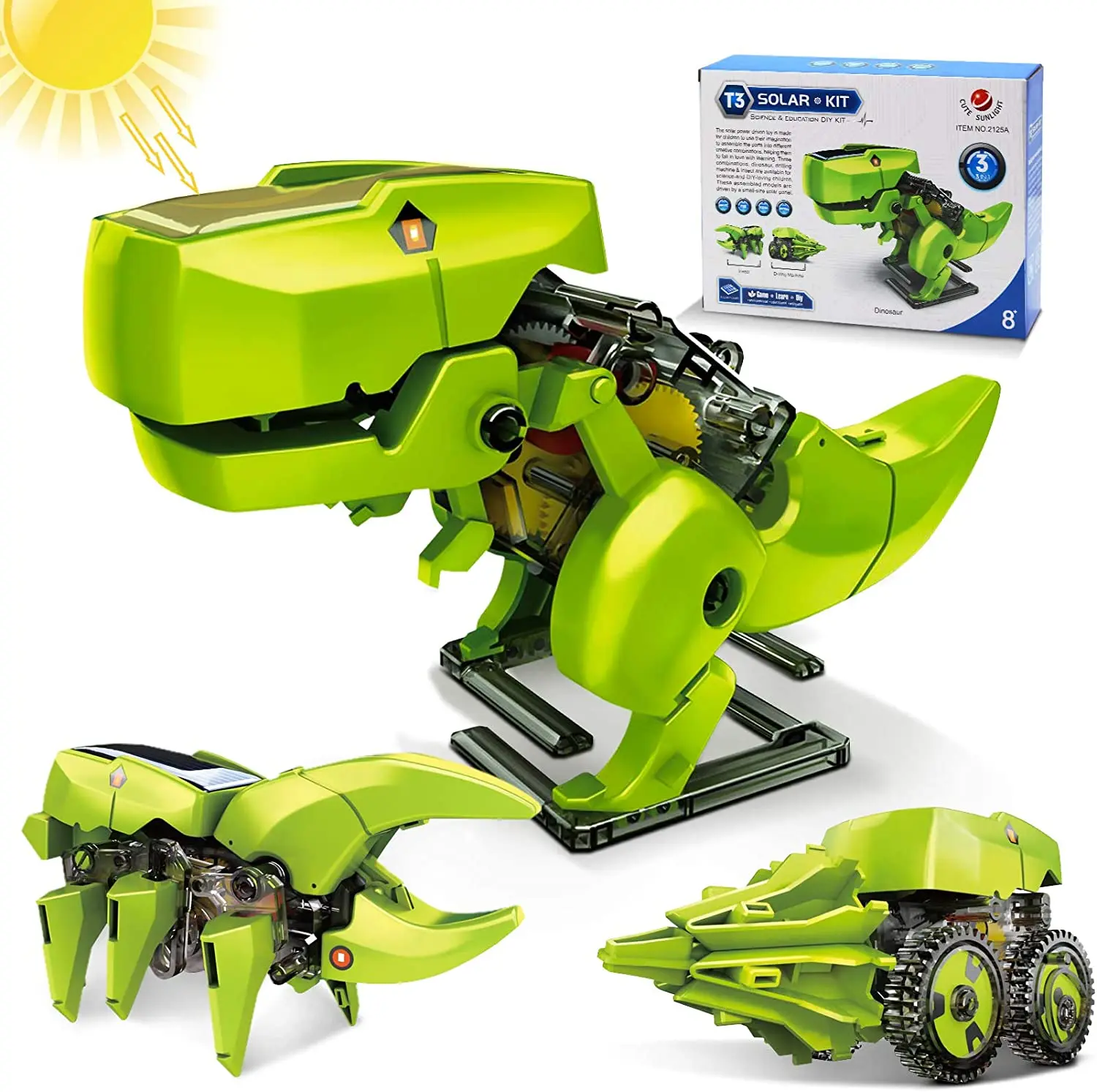 Solar Robot Toy Kits para crianças, brinquedos educativos, tecnologia STEM, bloco de aprendizagem, robótica nave espacial, dinossauro, presentes