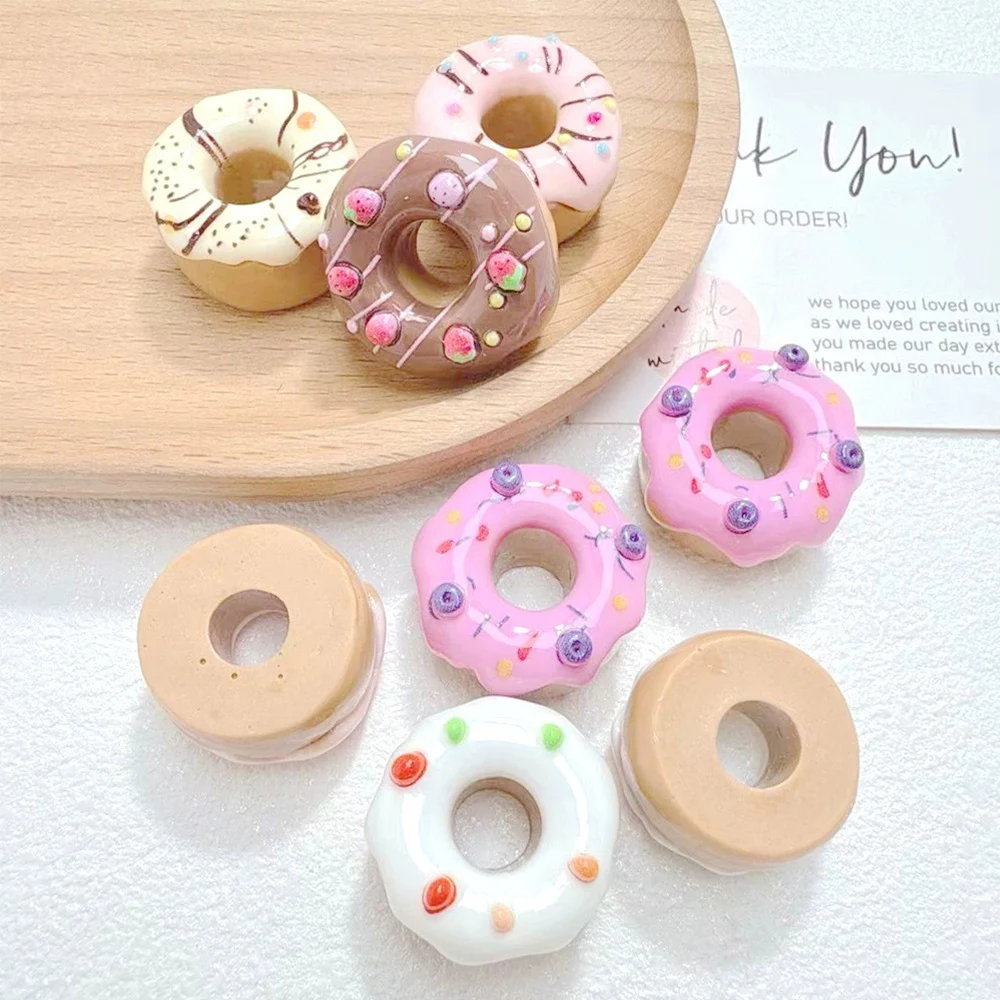 10PCS Shiny Donuts Series Miniature Flat Back Resin Cabochons For Hairpin Scrapbooking DIY Home Decor Craft Accessories