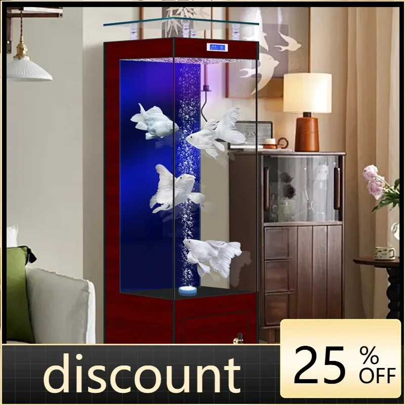 LMM small floor-to-ceiling living room household wall ultra-white glass tubeless back filter aquarium