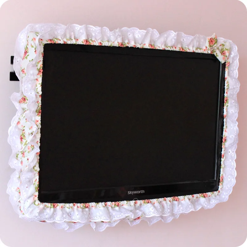 Pantalla de Monitor de cubierta de polvo con elástico, cubierta de TV circular de tela, encendido sin sacar, decoraciones para el hogar, 24-48