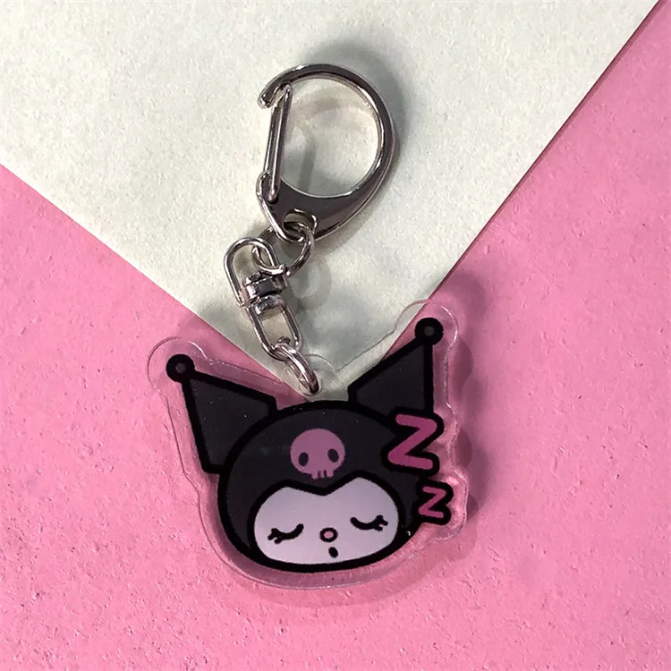 Sanrio Kawaii Kuromi Acrylic Keychain Accessories Anime Figures Keyring Pendant Cartoon Cosplay Chain Gifts for Children