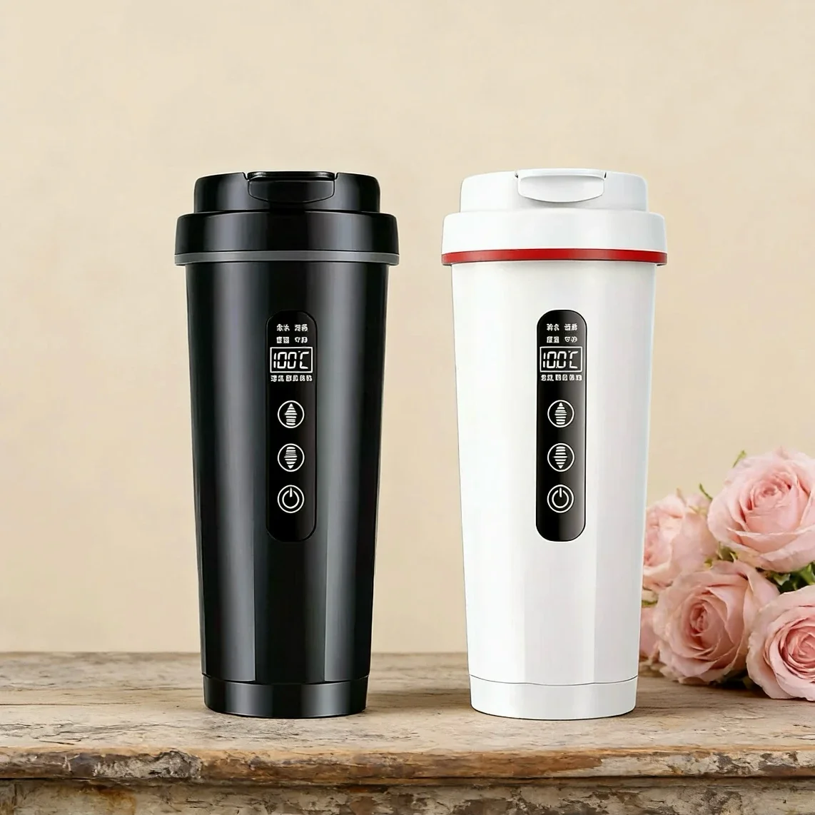 

500ml Car Heating Cup 316 Stainless Steel Intelligent Anti Dry Burning Electric Kettle 12V/24V Universal for Truck Vehicle