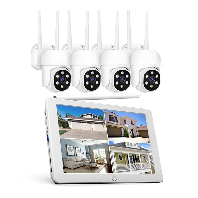 Network Security Camera System CCTV Wifi NVR With 10.1-inch LCD Screen Support 2-way Audio and Full-color Night Vision