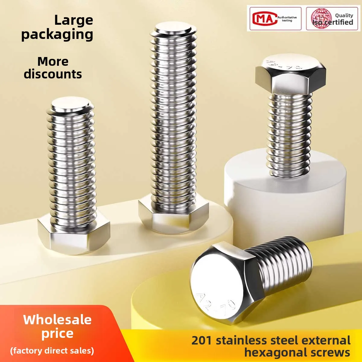 

M8M10M12M14M16M18 201 Stainless Steel Outer Hexagon Bolt Full Thread Extended Screw