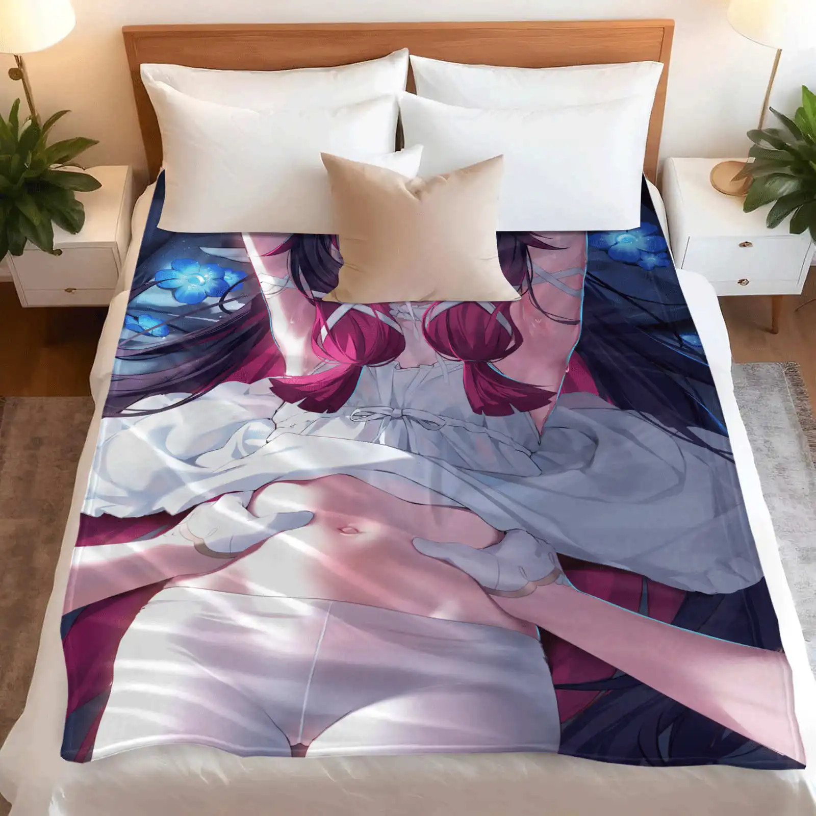 Genshin Impact Columbina Blanket Hot Anime Flannel Blanket Fan Gift for Home Leisure Camping Travel Multifunctional Blanket