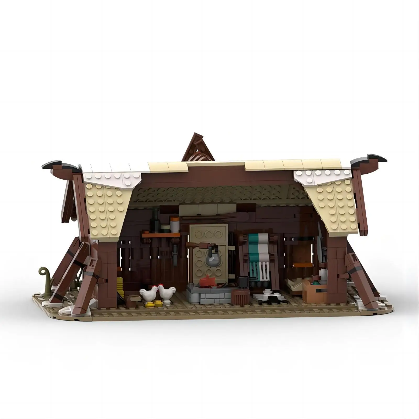 

MOC творчество Северная Европа Дом викингов Набор строительных блоков игрушка. Игрушечные строительные кирпичи Украшение рабочего стола. Подарок на день рождения
