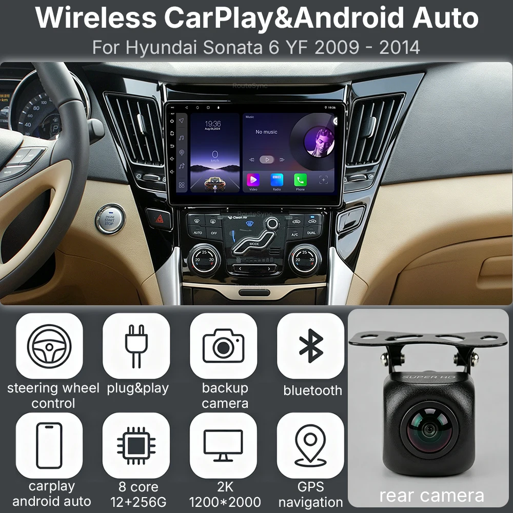 Car Multimedia Player Android 16 For Hyundai Sonata 6 YF 2009 - 2014 Wireless CarPlay GPS Android Auto Wifi Stereo 4G 2Din 5G