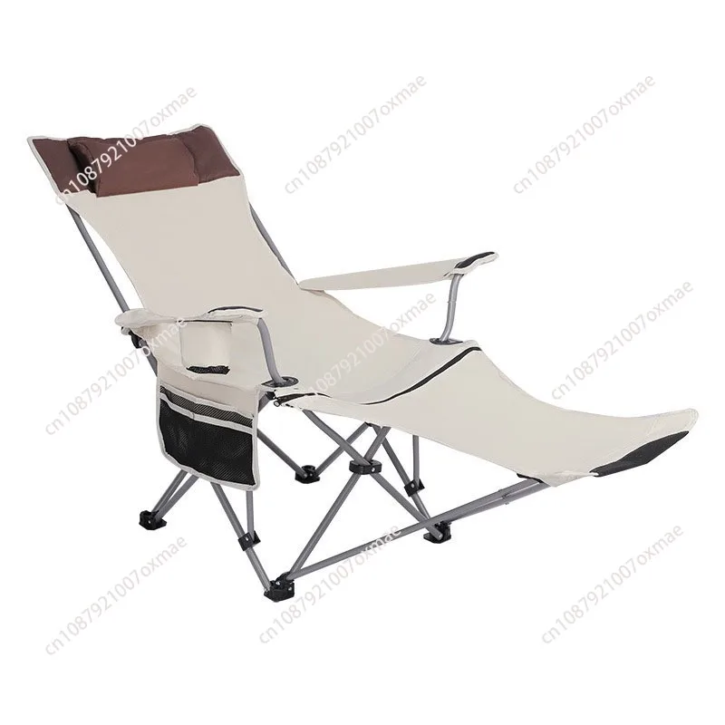 

Outdoor Folding Camp Chair Backrest With Footrest Portable Bed Nap Chair For Camping Fishing Foldable Beach Lounge Chair