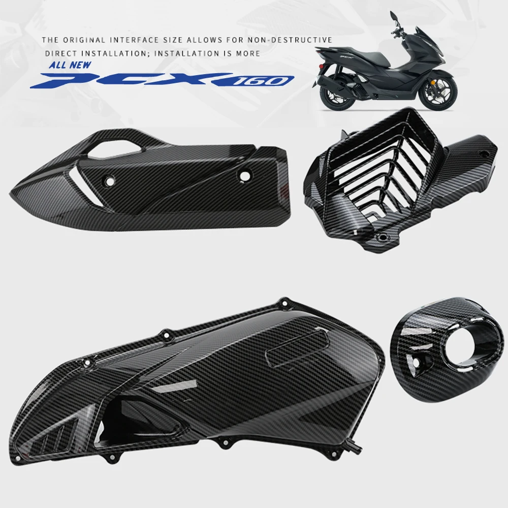 

Запчасти для мотоциклов для H.o.n.da PCX160, углеродное волокно, водная печать, задний выхлопной капот, воздушный фильтр, крышка резервуара для воды