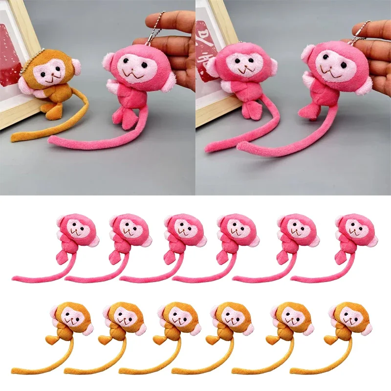 LLavero de muñeco de mono de cola larga, colgante DIY, Animal de dibujos animados, muñeco de peluche, llavero, mochila, colgante, accesorios de regalo para niños