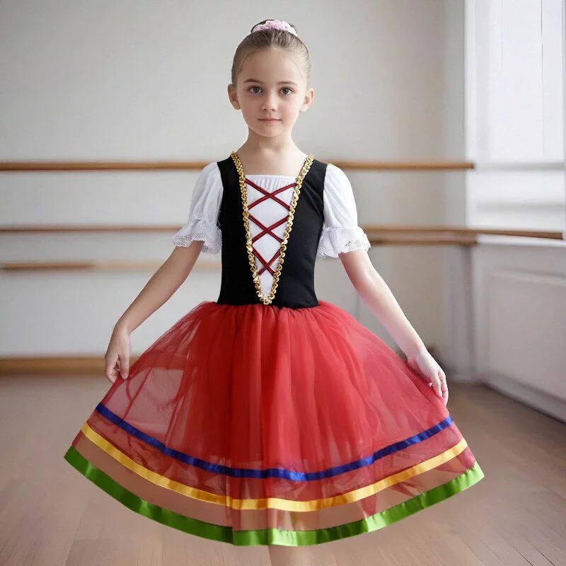 Red Girls Ballet Tutu Dress ginnastica body bianco lungo balletto abiti ragazze principessa Ballerina Dance Costume compleanno dress