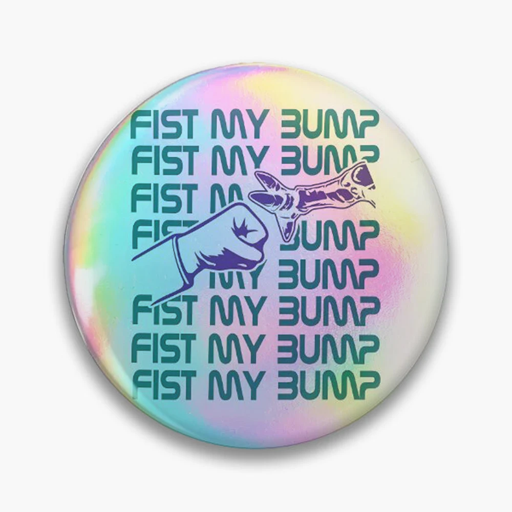 Fist My Bump - Project Hail Mary Pin Holographic Star Heart Pin Brooches Laminated Button Fashion Accessory
