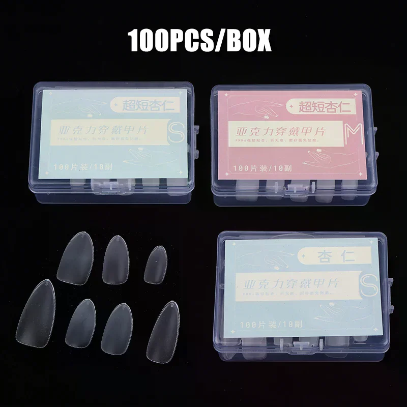 100pcs/box Matte Fake Nails NO Polishing Press On False Nails Medium Short Design High Matt Soft Gel Nail Tips For Extension