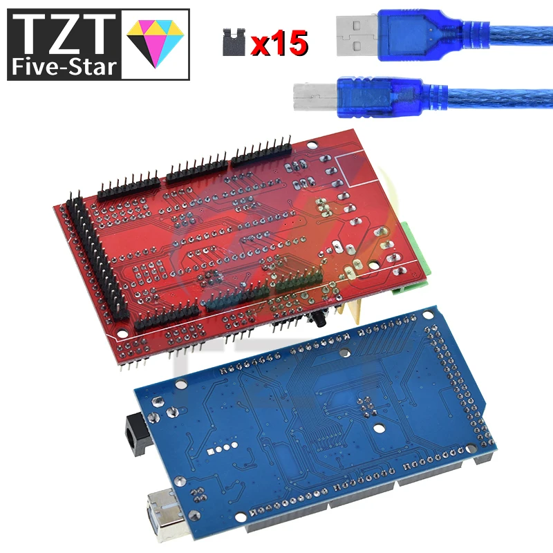 Imagem -06 - Tzt-mega 2560 r3 Mega Mega 2560 Mega 2560 Mega 2560 r3 Controlador Rmps 1.4 Controlador para Impressora 3d Arduino Kit Arduino