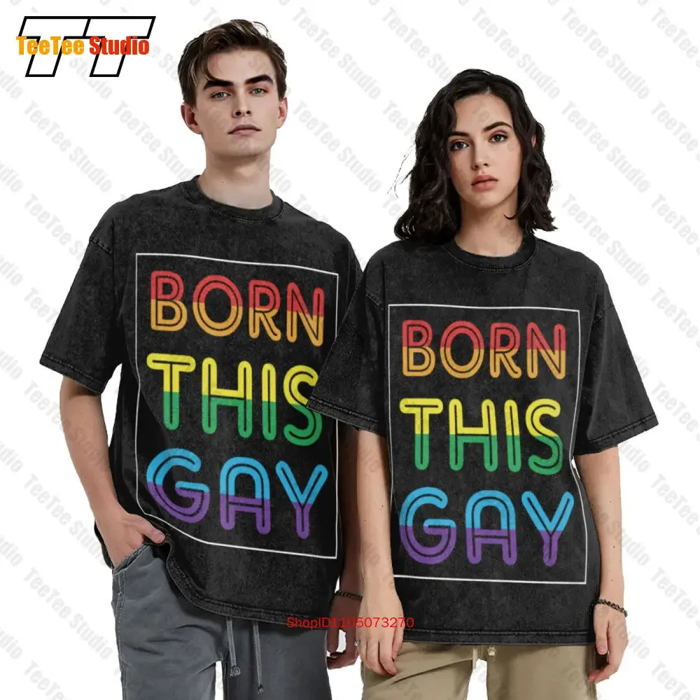 Born This Gay Lgbt Rainbow Pride Parade Vintage Oversized T-Shirt E8LZ