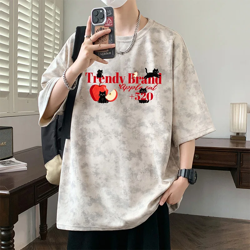 

Футболка с коротким рукавом для тренировок на открытом воздухе, модная летняя свободная футболка с круглым вырезом, быстросохнущая, для пар, в стиле тай-дай