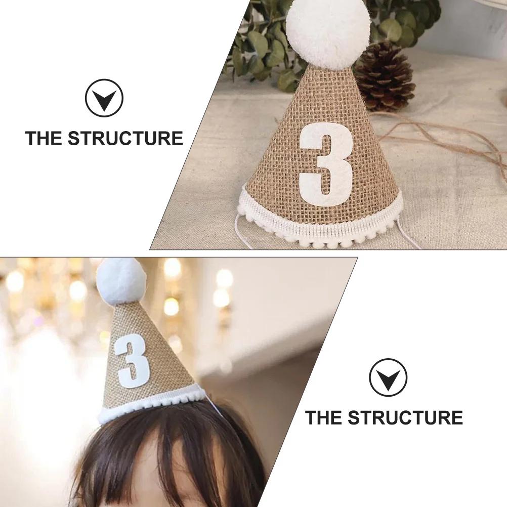 

1Pcs Birthday Party Hat Linen Decorative Headwear Adorable Photo Prop Birthday Hats Party Favor Hats Photo Prop