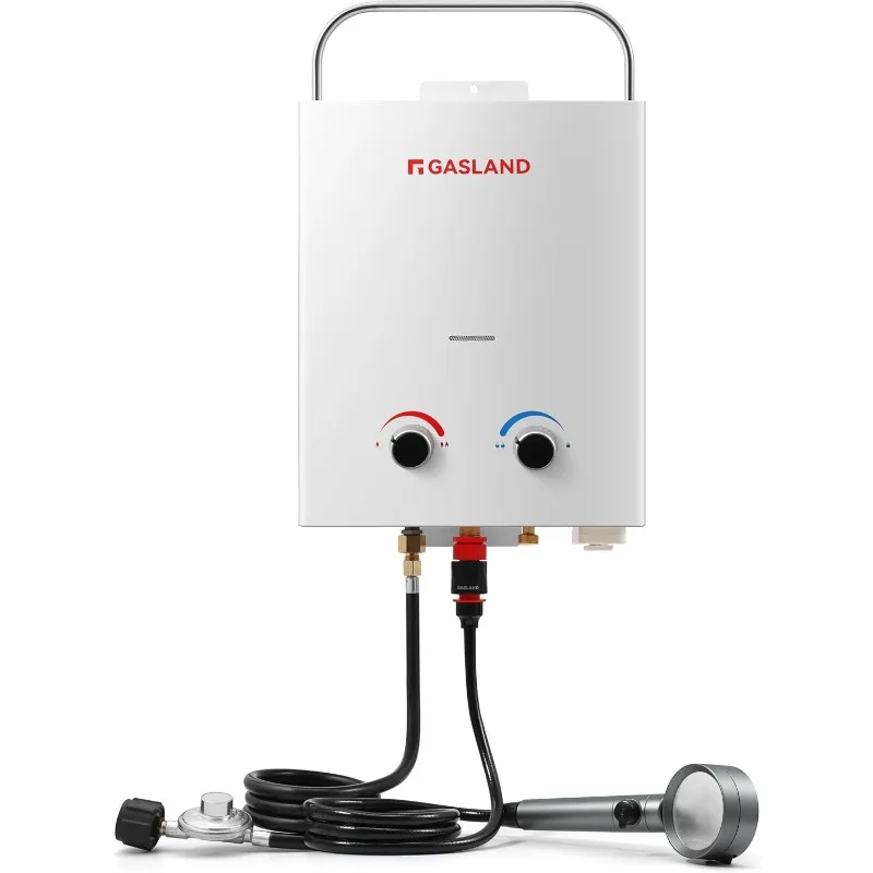 

Outdoor Propane Camping Water Heater 1.32 GPM, Portable Gas Tankless Water Heater, 5L, White, AS132
