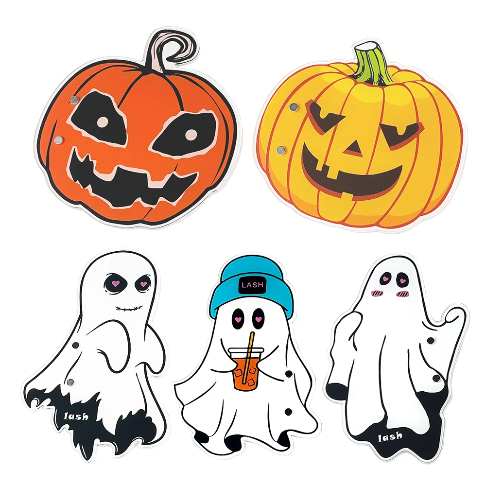 Halloween Geist Kürbis Kopf Acryl Palette Gepfropfte Wimpern Show Board Hand Platte Wimpern Halter Wimpern Verlängerung Palette