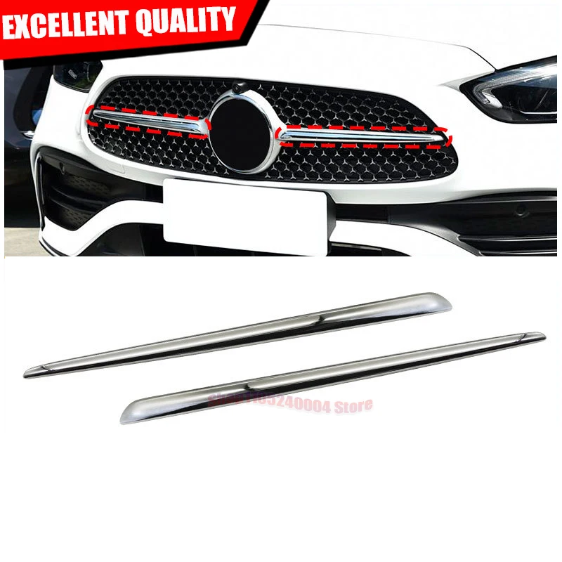 Premium Chrome Bright Strip Front Bumper Grille Decorative Cover For Mercedes Benz C-Class W206 2068886300 2022-2026