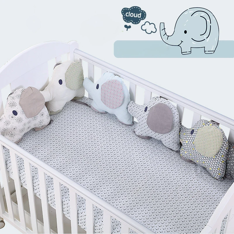 

Baby Bed Bumper Cushion Cotton Cartoon Elephant Infant Crib Bumper Soft Baby Bedding Around Protector Room Decoration 6PCS/Set