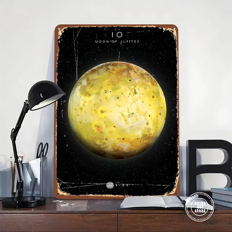 IO Moon of Jupiter Poster Customized Wall Art Vintage Metal Signs Retro Tin Plaque for Man Cave Decoration Home Decor Items Room