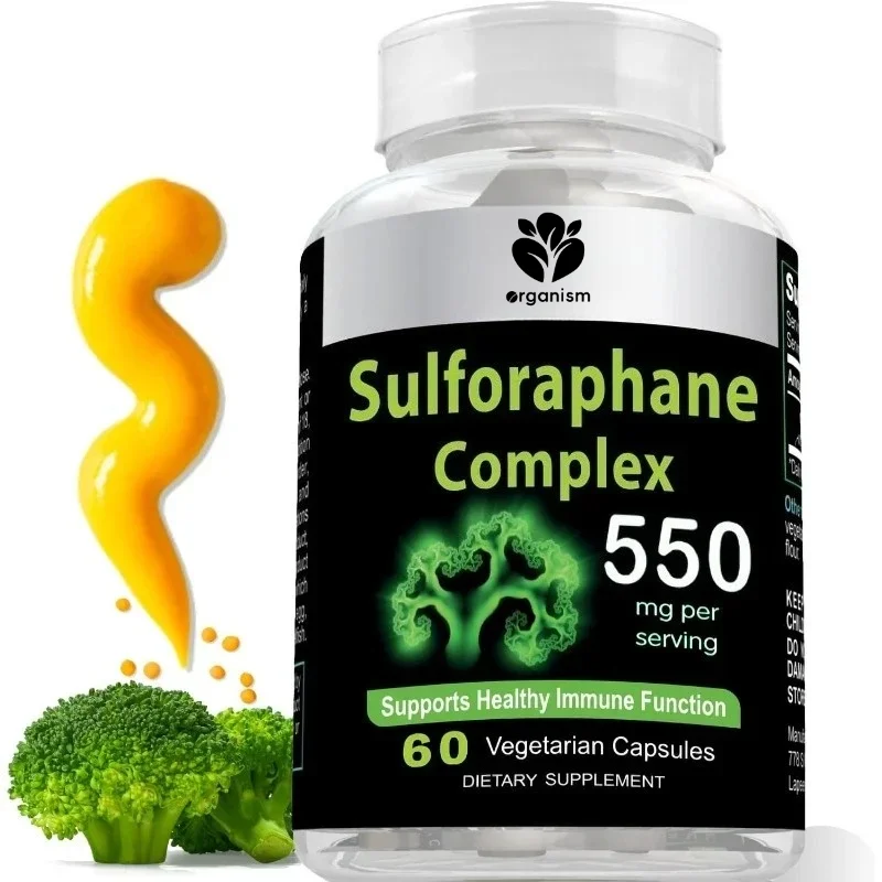 

550 milligrams sulforaphane supplement 60 capsules, staphylococcin and myrosinase broccoli - antioxidant and cellular health