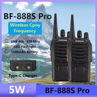 Baofeng BF-888S Pro Walkie Talkie Type-C Charging Frequency Copy Two Way Radio UHF 400-470MHz 16CH Ham Radio CB Transceiver