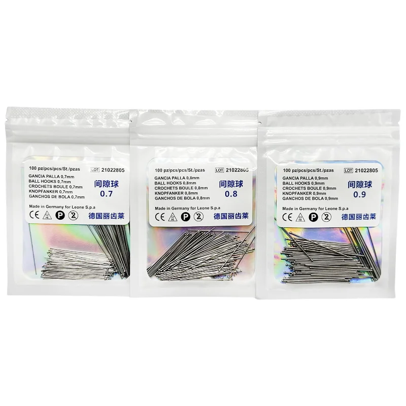 100Pcs Dental Orthodontic Ball Retainer Clasps For Tooth Hold Position 0.7/0.8/0.9mm Germany Leone S.p.a Hooks clasps view 3