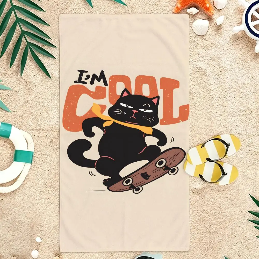 Cat Lover Art The Cat That Rules the World Towel Microfiber soft Beach Towel for Travel Fitness Sauna Bathing Camping