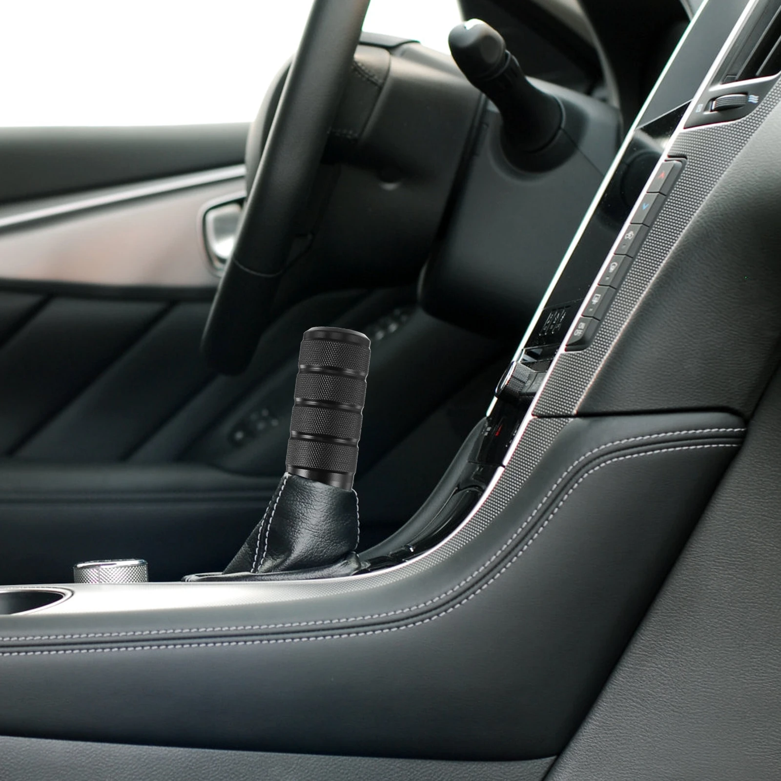 

1pc Car Shift Knob Black Aluminum Alloy Durable Lightweight Manual Gearstick Handle Shifter Lever Auto Accessories