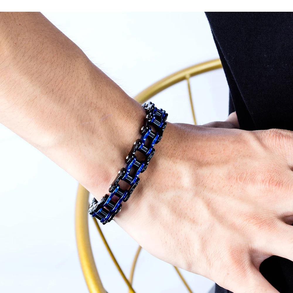 Punk Stainless Steel Bracelet Mens Biker Bicycle Motorcycle Link Chain Bangle Fashion Male Jewelry Gift