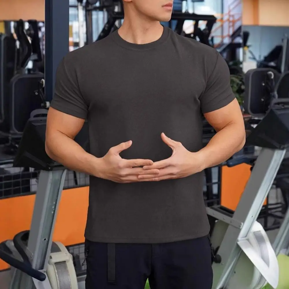 Frühling Sommer Mode männer T-shirt Rundhals Shirt Kurzarm Fitness Top Freizeit Sport T-shirt Männer Sportswear